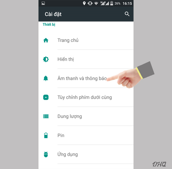 Vào âm thanh thông báo
